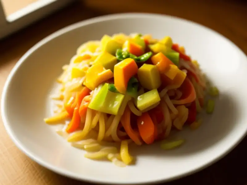 Salade van rijstnoedels met paprika