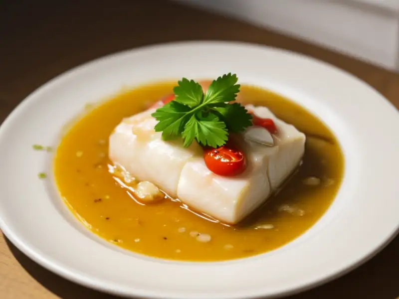 Zalm met knoflook, tomaat en witte wijn