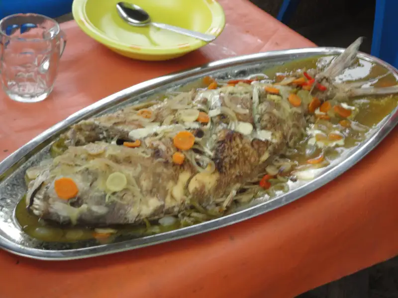 Vissalade, citroensaus