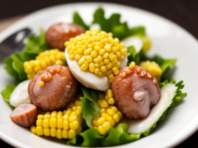 Yam Peru, salada tailandesa à peruana com mexilhões e lulas
