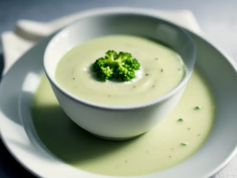 Zuppa cremosa con broccoli e panna acida