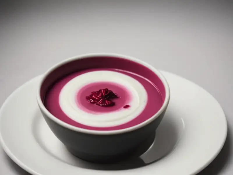 Zuppa di barbabietole e mele di terra con panna