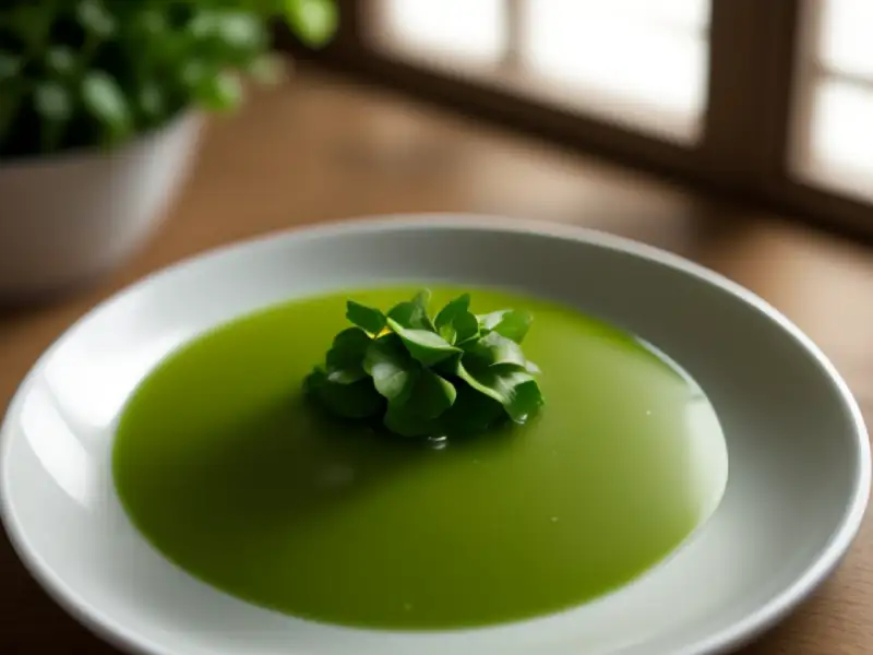 Zuppa di crescione con riso e brodo di pollo