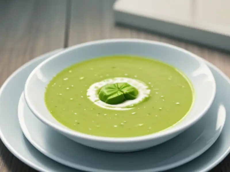 Zuppa di mele di terra con zucchine e gorgonzola