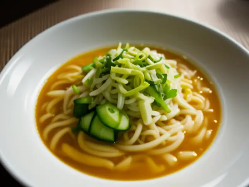 Zuppa di noodles di riso con salsa di soia e vermicelli vietnamiti.