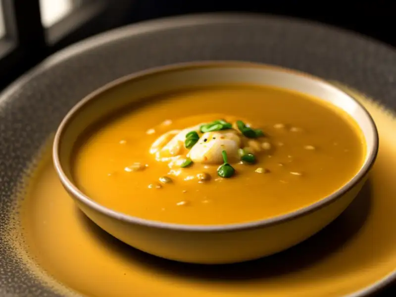 Zuppa di pesce con salsa di senape