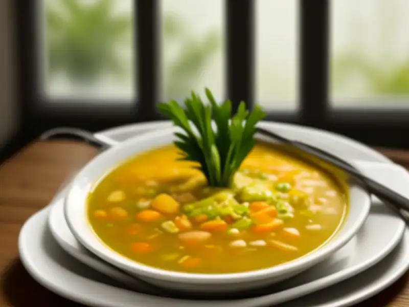 Zuppa di pollo in brodo, stile tedesco