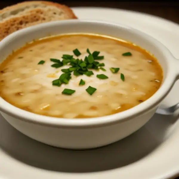 Zuppa polacca di cipolle con pane